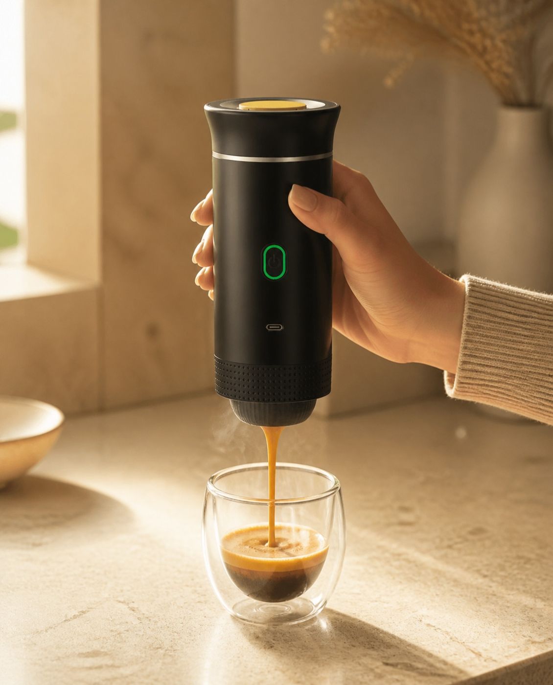 El café sale por abajo directo a la taza